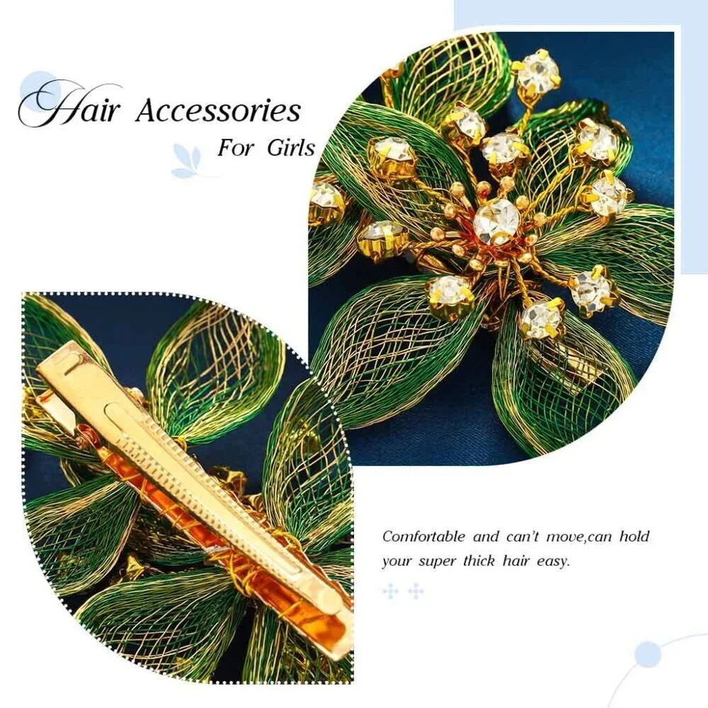 Flower Bridal Hair Clip Rhinestone Wedding Hair Piece Crystal Evening Accessory